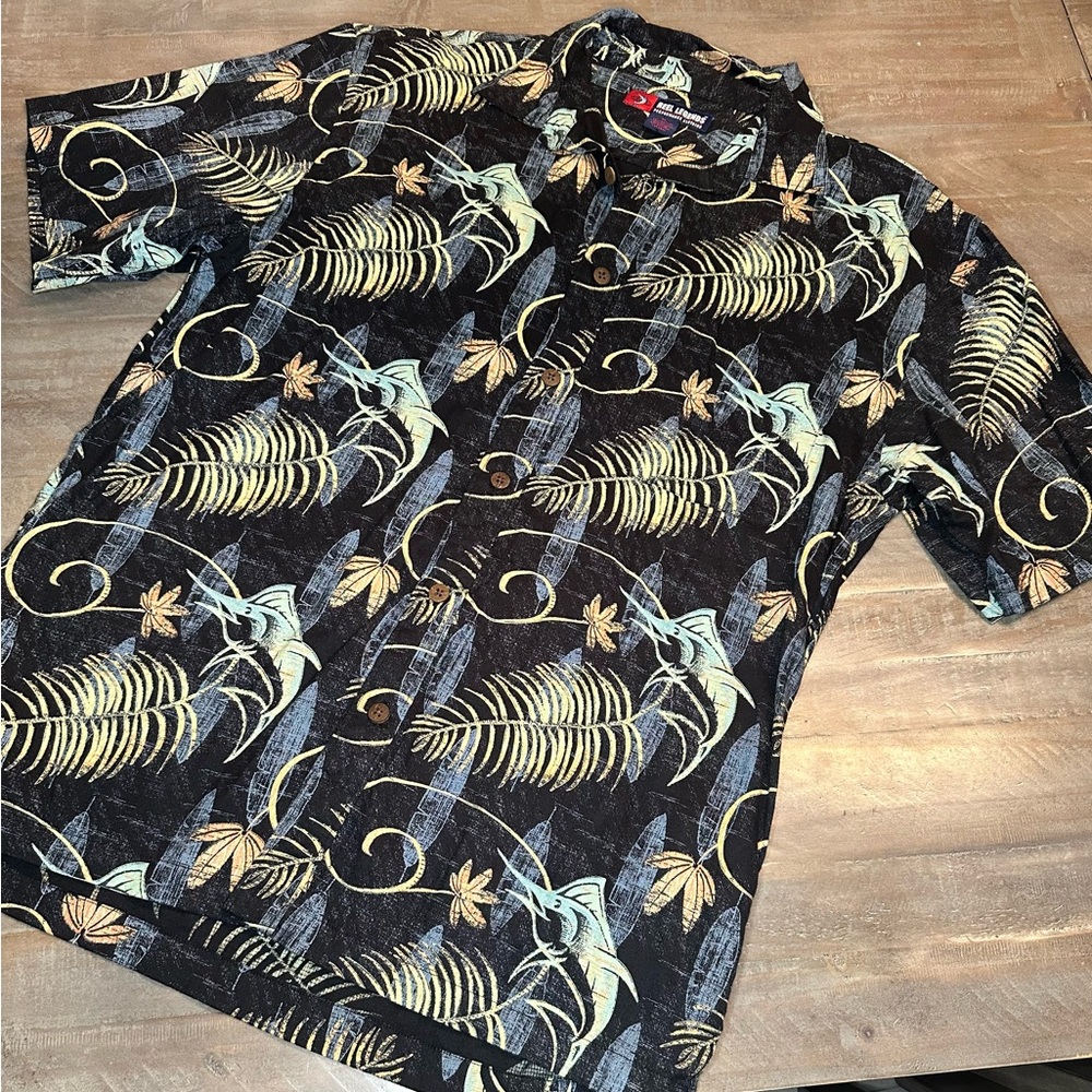 Reel Legends Performance Marlin Floral Print Button Up Fishing Shirt